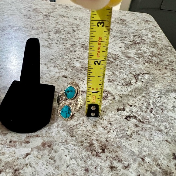 Native Navajo Sterling Silver and Turquoise Snake Ring - Picture 9 of 9